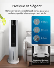 Enfriador de aire Pro Breeze OmniAir 7L 3 en 1, 7 velocidades, 3 modos, oscilante, temporizador de 10 h, climatizador portátil sin evacuación, silencioso, sin conductos, ventilador enfriador de aire