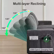 Sofá cama Dyonery 81, sofá seccional en forma de L, sofá extraíble con respaldo reclinable, puertos USB