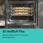 Siemens EQ211KAAB Set de horno empotrable iQ300, combinación de horno y placa integrable de 60 cm de ancho, precalentamiento rápido, esmalte brillante color granito, aire caliente 3D, zona para asados, negro