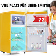 Refrigerador con congelador Merax, combinación frigorífico-congelador, frigorífico pequeño con 51L y congelador de 21L, silencioso, LED, estantes de vidrio, cajón para verduras, estantes en la puerta, para cocina, sala de estar, oficina, negro