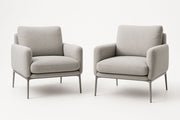 Conjunto de 2 sillones de tela con patas de metal gris