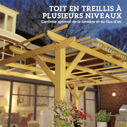 Pérgola de jardín exterior Outsunny 3 x 4 m, pérgola corredera retráctil, pérgola de madera, cenador para plantas trepadoras, flores, rosas, pérgola para terraza, patio, madera natural