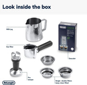 De'Longhi Dedica Style EC 685.M – Cafetera espresso de bomba tradicional, con espumador de leche profesional, solo 15 cm de ancho, para café molido o monodosis ESE, depósito de 1 l, plata