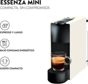 Nespresso Krups Essenza Mini XN1101 - Cafetera monodosis de cápsulas Nespresso, compacta, 19 bares, apagado automático, color blanco (Pack de cápsulas de bienvenida incluido)