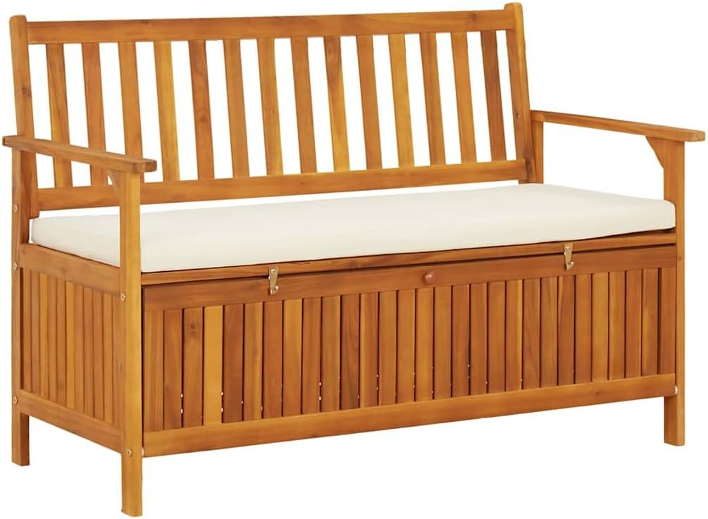 vidaXL Banco de Almacenamiento de Jardín Asiento Baúl Madera Maciza de Acacia