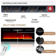 Mueble para TV de 70" con chimenea de 36" y estantes ajustables