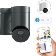 Somfy 1875326 - Cámara para exteriores 2 gris, cámaras con detección de movimiento inteligente, sirena integrada de 110 dB, conexión posible a una luminaria existente, imágenes Full HD 1080p