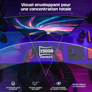 Monitor PC Gamer Curvo Amzfast de 27 pulgadas - 240Hz, FHD 1920x1080, 1ms MPRT, sRGB 130%, Antiluz azul, HDR, Adaptive Sync, HDMI 2.0/DP 1.4, VESA 100x100, AMZG27C1Pro