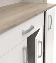 Miroytengo Mueble Auxiliar de Cocina, Alacena, Buffet 6 Puertas Color Blanco y Roble Kronberg 101 x 185 cm