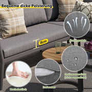 Conjunto de jardín Merax para 5-6 personas, set de muebles de jardín de ratán PE, grupo de asientos para balcón, sofá modular para exterior con mesa y set de cojines, grupo de asientos resistente a la intemperie para terraza, balcón y jardín, gris