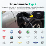 WISSENERGY Wallbox 7.4kW Tipo 2 con control por aplicación, estación de carga para coche eléctrico compatible con conectividad Bluetooth estándar, cargador monofásico IEC 62196-2, cable de 32A y 6M