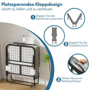 Cama plegable Sonnewelt 90x200 cm con 13 cm de grosor y ruedas