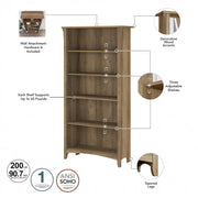 Librero alto de 5 estantes Salinas (juego de 2) de Bush Furniture