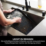 Ninja Woodfire Parrilla eléctrica, ahumador y freidora de aire, barbacoa para exteriores 7 en 1, freír con aire, ahumar, asar, hornear y más, resistente a la intemperie, antiadherente, portátil, eléctrica, gris/negro OG701EU