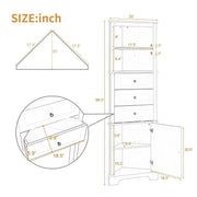 Gabinete alto triangular con cajones y estantes ajustables
