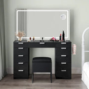 Tocador Moasis 46 con enchufe integrado, espejo iluminado y soporte para secador de pelo - 55.8" Al. x 46" An. x 11.7" Prof.
