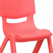 Paquete de 10 sillas escolares apilables de plástico de Flash Furniture con altura de asiento de 13.25 pulgadas