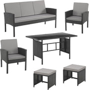 Set de muebles de jardín SVITA Denver de poliratán, grupo de comedor, salón, mesa de comedor, negro