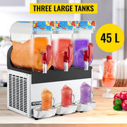 Máquina comercial de granizados de 3 tanques, dispensador de bebidas congeladas y batidos, 45 L
