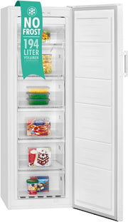 Congelador vertical Bomann No Frost de libre instalación, 194 litros de capacidad neta | No Frost: nunca más tendrá que descongelar - Función de congelación rápida y sistema MultiAirflow | Bisagra de puerta reversible | GS 7326.1
