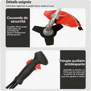Desbrozadora de gasolina de 52 cc y 2 tiempos, eje recto con sistema antivibración, correa de transporte + accesorios para corte de jardín y mantenimiento de paisajes (2 en 1)