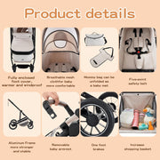 Cochecito 3 en 1 Gcarebb, silla de paseo con portabebés, cochecito completo con altura ajustable, cochecito combinado con marco de aluminio para recién nacidos de 0 a 4 años