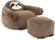 Sillón tipo puf Pamapic con reposapiés, puf tipo perezoso para adultos con relleno, puf ergonómico moderno, sillón lounge, silla tipo puf para interiores para sala de estar, dormitorio, sala de juegos