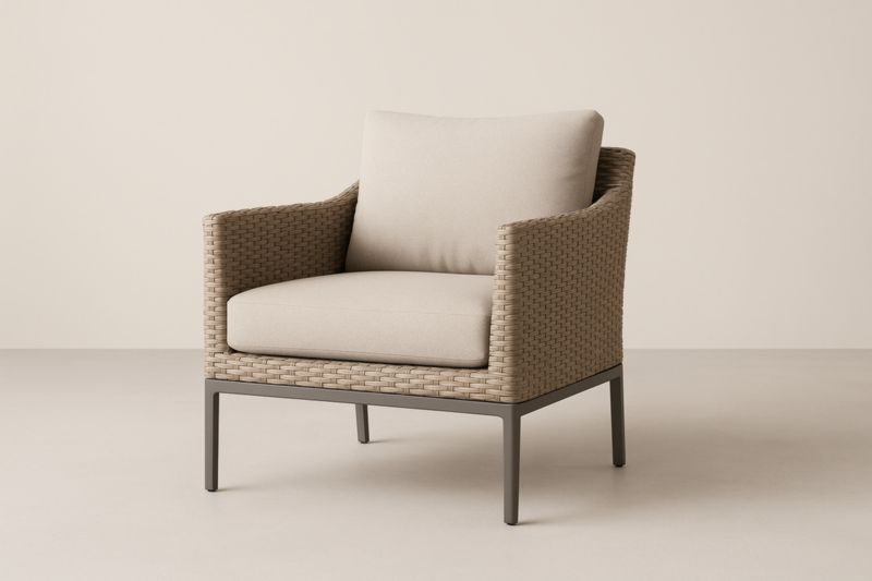 Sillón de Ratán Sintético Beige con Estructura Metálica