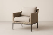Sillón de Ratán Sintético Beige con Estructura Metálica