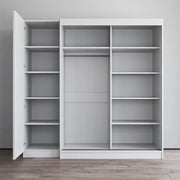 Armario de 2 puertas con espejo, frente de cristal, para 2 personas (Gris / Negro / Blanco)