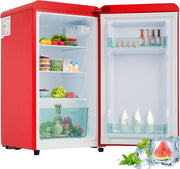 Refrigerador con congelador Merax, combinación frigorífico-congelador, frigorífico pequeño con 51L y congelador de 21L, silencioso, LED, estantes de vidrio, cajón para verduras, estantes en la puerta, para cocina, sala de estar, oficina, negro