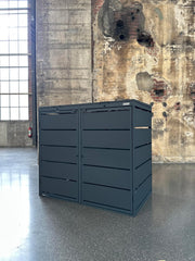 Caja clásica para 2 cubos de basura (240 L) de acero galvanizado, revestimiento metálico para 2 cubos en color antracita, robusto y resistente a la intemperie