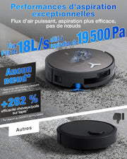 Robot aspirador ECOVACS X11 Omni Cyclone, robot aspirador friegasuelos con tecnología Blast y potencia de 19500 Pa, PowerBoost ultrarrápido, OZMO Roller 2.0, ascenso máximo de 4 cm, autovaciado PureCyclone 2.0