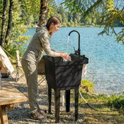 Fregadero portátil para lavandería, lavabo independiente con grifo, dispensador de jabón y mangueras