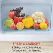 Refrigerador con congelador Merax, combinación frigorífico-congelador, frigorífico pequeño con 51L y congelador de 21L, silencioso, LED, estantes de vidrio, cajón para verduras, estantes en la puerta, para cocina, sala de estar, oficina, negro