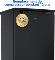 CHIQ Refrigerador congelador 107 L, Clase D, Eficiencia energética, Ultra silencioso (39 dB), Control de humedad, Puerta reversible