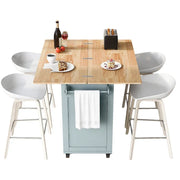 Isla de cocina con encimera plegable, carrito de almacenamiento para cocina con estante extraíble, toallero y cajón, ruedas giratorias