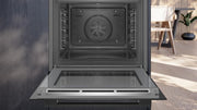 Siemens EQ211KAAB Set de horno empotrable iQ300, combinación de horno y placa integrable de 60 cm de ancho, precalentamiento rápido, esmalte brillante color granito, aire caliente 3D, zona para asados, negro