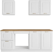 Vente-unique - Cocina completa - con encimera de 200 cm - Blanco y Natural - CELOMIA
