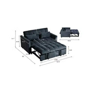 Sofá cama convertible de terciopelo 3 en 1 color gris cemento con cojines y bolsillos, sofá cama moderno extraíble, respaldo ajustable