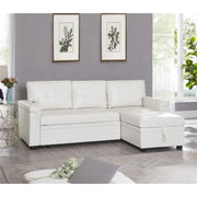 Sofá seccional reversible convertible con cama extraíble, chaise longue con almacenamiento oculto y patas duraderas