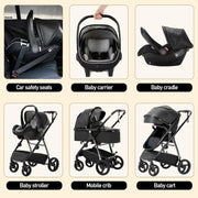 Cochecito 3 en 1 Gcarebb, silla de paseo con portabebés, cochecito completo con altura ajustable, cochecito combinado con marco de aluminio para recién nacidos de 0 a 4 años