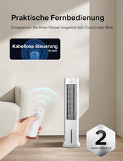 Enfriador de aire PELONIS con refrigeración por agua, aire acondicionado portátil, ventilador de 5L con refrigeración por agua, humidificador de aire con mando a distancia, 355m³/h, aire acondicionado sin tubo de escape
