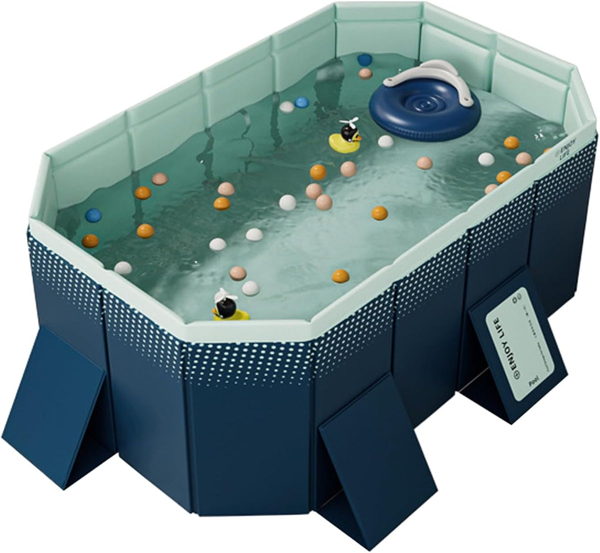 Piscina infantil, piscina familiar plegable no inflable, rectangular, 185 x 138 x 53 cm