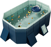Piscina infantil, piscina familiar plegable no inflable, rectangular, 185 x 138 x 53 cm