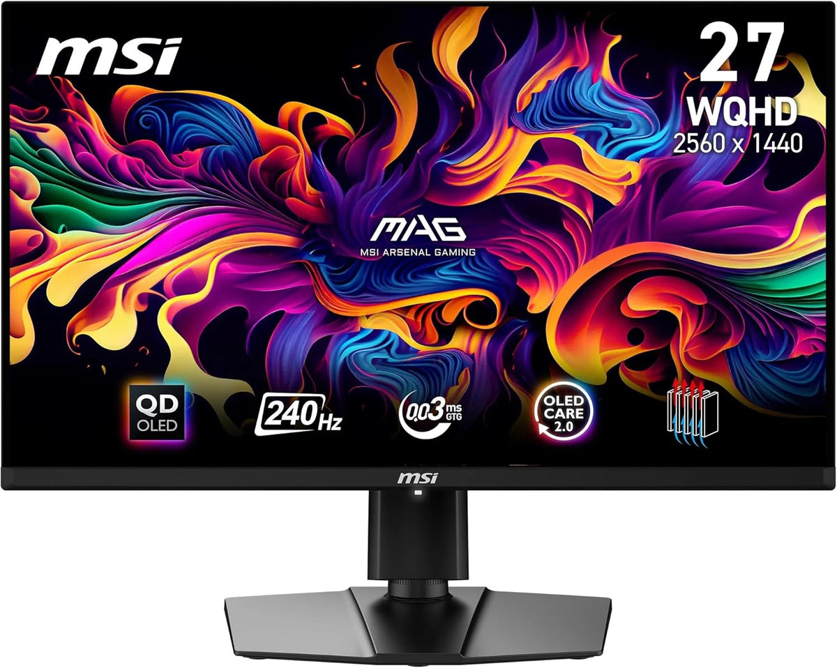 Monitor gaming MSI MAG 271QPX QD-OLED E2 de 26,5 pulgadas WQHD - Panel Quantum Dot OLED 2560 x 1440, 240 Hz / 0,03 ms, 99,1 % DCI-P3, ΔE≤2, DisplayHDR True Black 400 - DP 1.4a, HDMI 2.1, USB Type-C