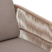 Hespéride – Sofá de jardín Deona en color topo y acacia – 2 plazas – Cojines desenfundables e hidrófugos – Muebles de jardín, terraza y balcón