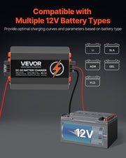 VEVOR Cargador de batería CC a CC 12 V 60 A 750 W para baterías de plomo-ácido, litio, AGM, GEL, fácil de instalar, cargador inteligente multietapa para automóviles, vehículos recreativos, camiones, barcos