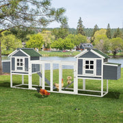 AECOJOY Gallinero grande de 144'' con corral, caseta de madera para aves y jaula para aves de corral