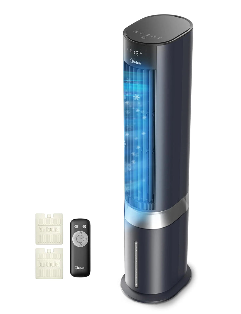 Enfriador de aire Midea AC100-20ARB 4 en 1: depósito de agua de 5 l, 3 modos, mando a distancia, 55 W, blanco